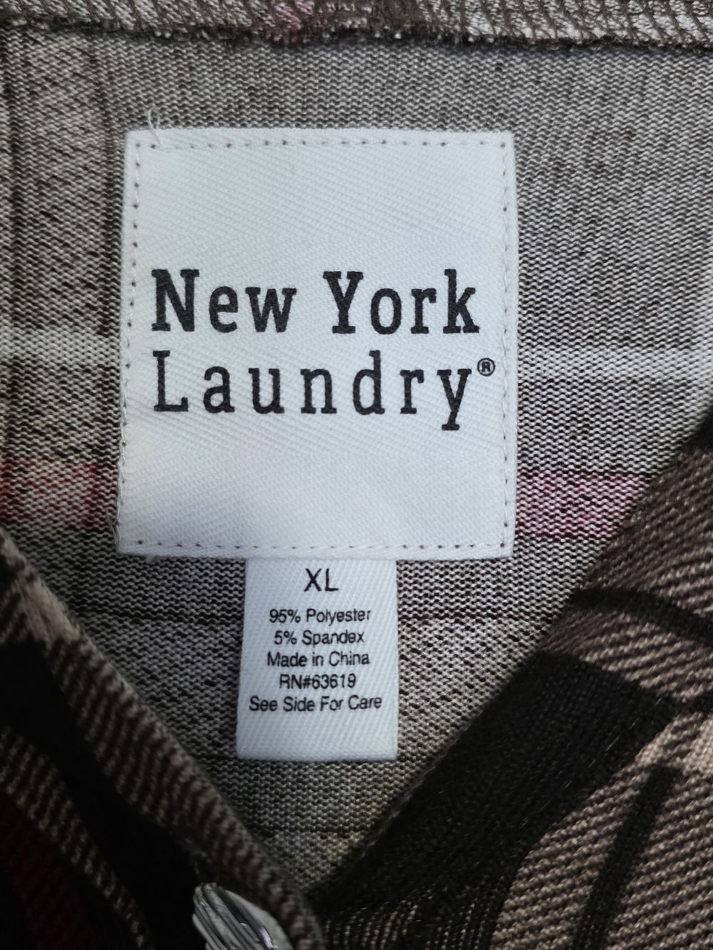 Brown & Burgundy Plaid Shirt with Hood, Size XL, New York Laundry - Picture 3 of 3